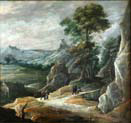 rocky landscape with pilgrims